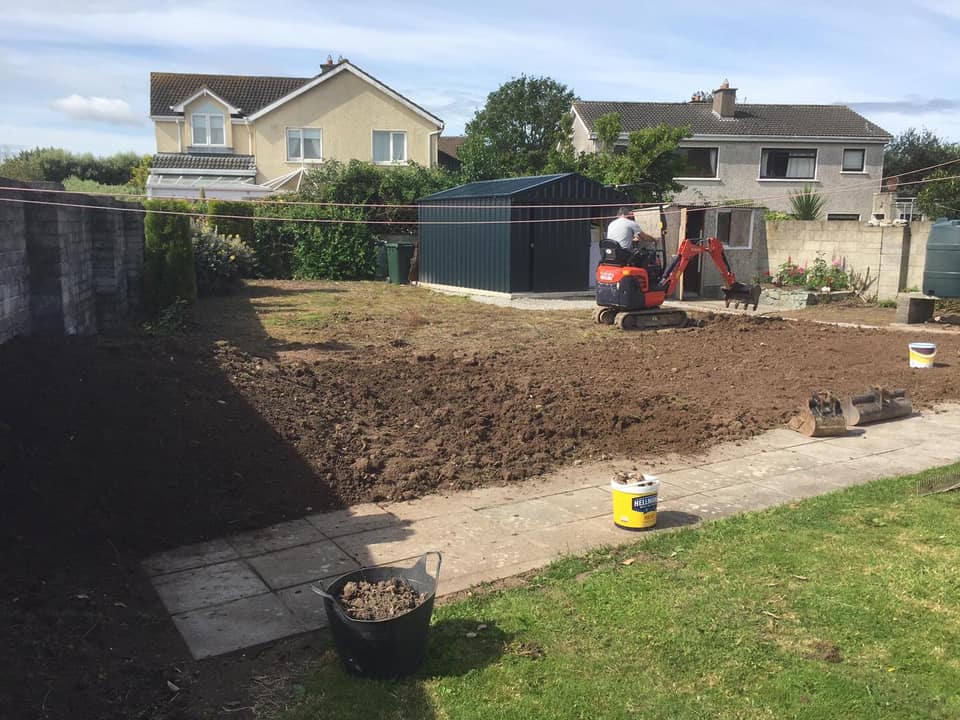 Mini Digger Levelling Garden. Eoin O'Keeffe Architects