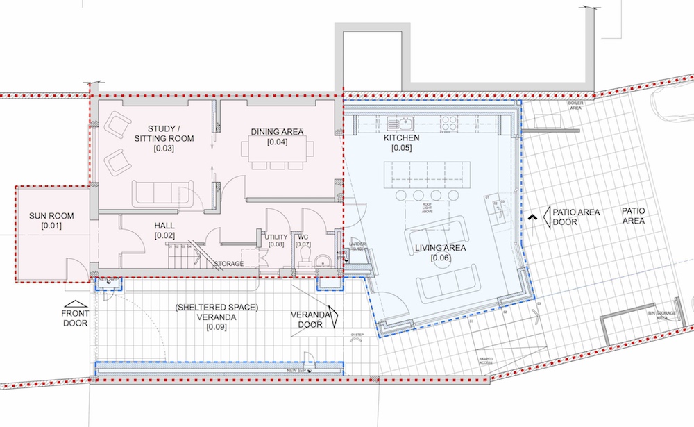 House Extension Ground Floor Plan, Abbeyside, Eoin O’Keeffe Architects